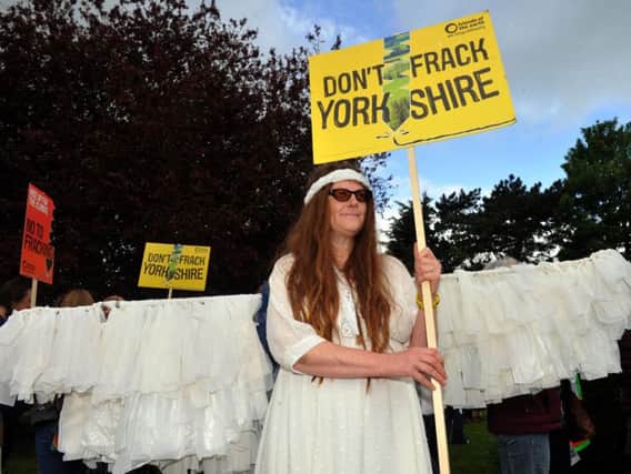 A protester outside County Hall in Northallerton