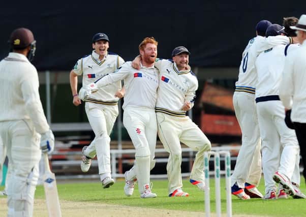 Yorkshire CCC's players celebrate their recent County Championship victory over Surrey at Headingley. Picture: Jonathan Gawthorpe.