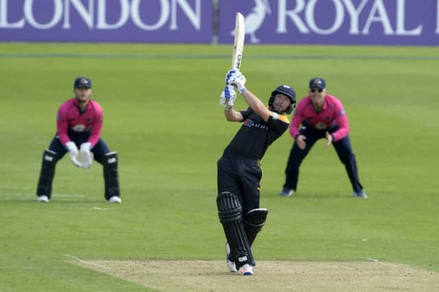 Adam Lyth has made a habit of hitting over the boundary rope in the last 48 hours. (Picture: Bruce Rollinson)
