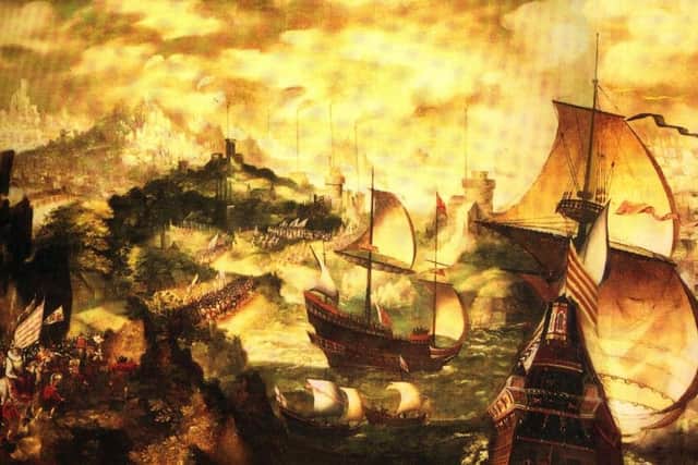 A stylised depiction of key elements of the Armada story.