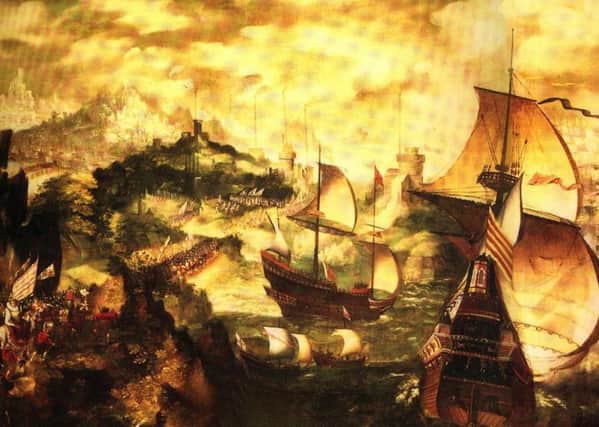 A stylised depiction of key elements of the Armada story.