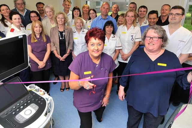 Co-ordinator Linda Winfield and Deputy Directorate Manager of Cardiology Mandy Mullin with staff and supporters. 162619