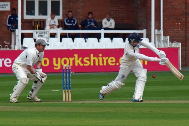 Oliver Stephenson on his way to a half-century against Woodhouse Grange. Picture: Steve Lilly