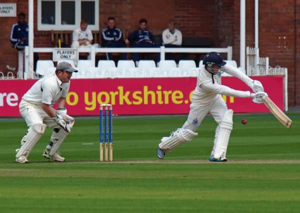 Oliver Stephenson on his way to a half-century against Woodhouse Grange. Picture: Steve Lilly