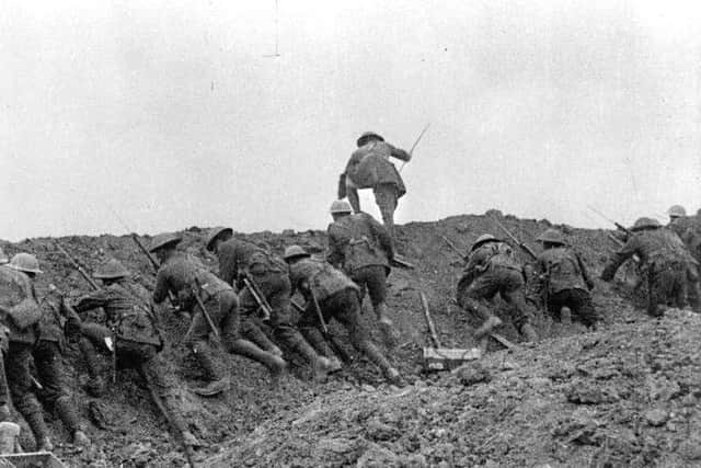Men in the trenches during the Battles of the Somme.