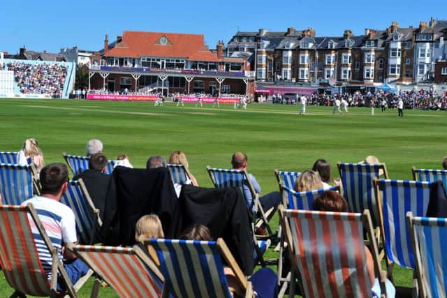 Crowds enjoy the sunshine at North Marine Road, Scarborough