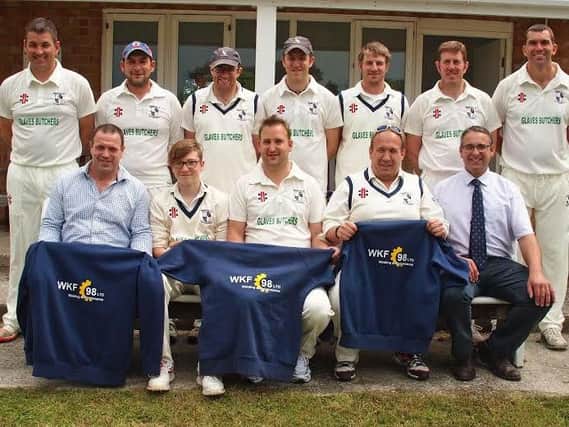 Brompton line up with their sponsors before their convincing win against Wold Newton on Saturday. Picture: Steve Lilly.