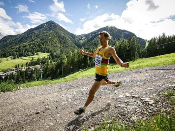 James Kraft in action at the Val di Fassa Tour event in the Dolomites