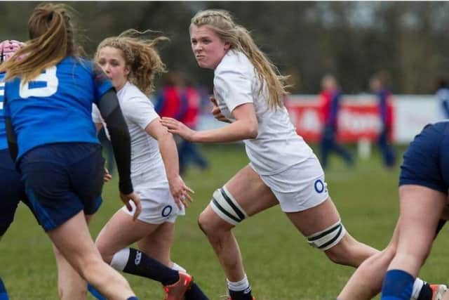 Zoe Aldcroft in action for England's Under-20s against France