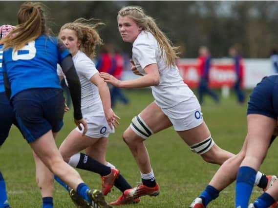 Zoe Aldcroft in action for England's Under-20s against France