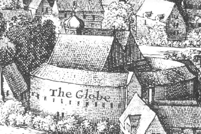 The second Globe Theatre, sketched in 1647.