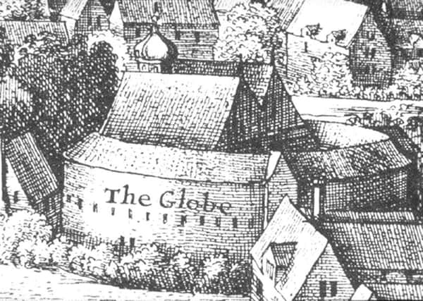 The second Globe Theatre, sketched in 1647.