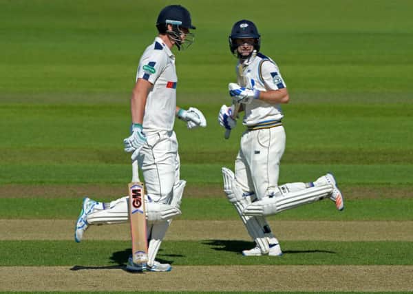 Adam Lyth., right, hit 116 not out on day three against Surrey at The Oval. Picture Bruce Rollinson