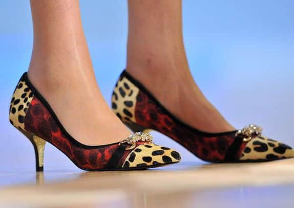 Theresa May in her trademark kitten heels.