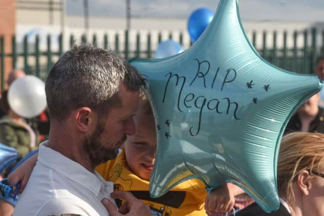Vigil at the entrance to Seaham Marina  in memory of Megan Bell who died at T in the Park festival.