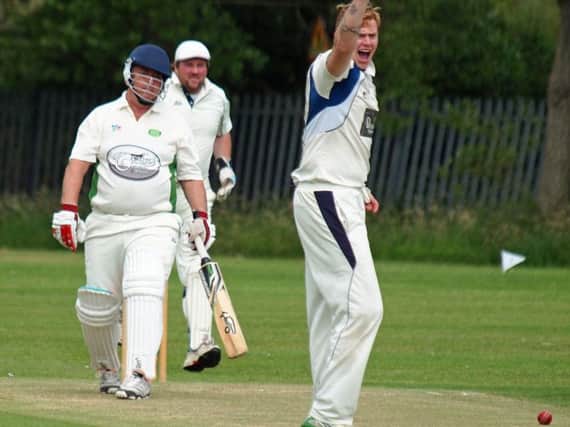 Filey's Josh Dawson appeals for a wicket during his side's win against Mulgrave on Saturday. Picture: Steve Lilly