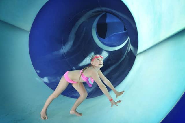 The Scarborough Water Park opens this week. Jessica Smith explores the giant water chute . pic Richard Ponter 163117d
