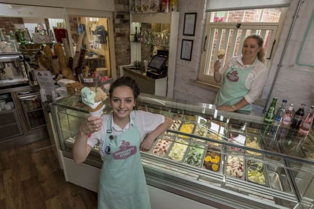 Rebecca Walker, and Nicole Major, from The Groovy Moo Ice Cream Parlour, Talbot Yard, Malton.