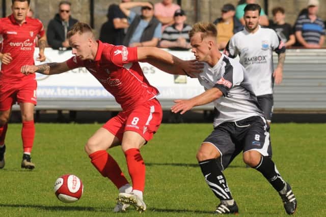 Scarborough Athletic's Eddy Birch in action against Bamber Bridge. Pictures: Dom Taylor