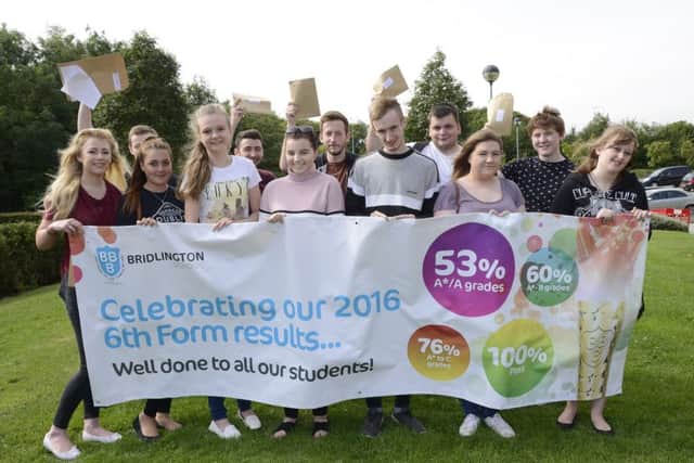 Bridlington Upper School ''A'' Level results Day. NBFP PA1633-6a Celebrating great results