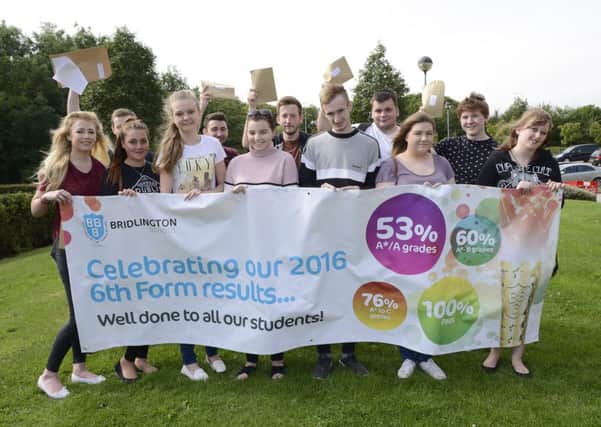 Bridlington Upper School ''A'' Level results Day. NBFP PA1633-6a Celebrating great results