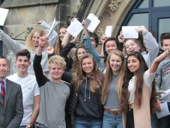 Scarborough College pupils with their GCSE results