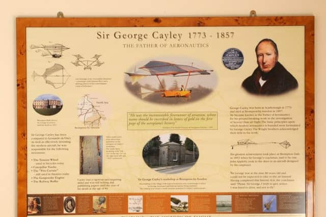 Display board at Cayley's workshop