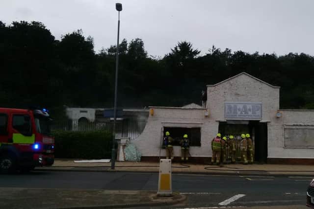 Two engines were called to the site of the former Military Adventure Park .