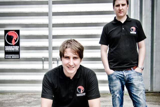 Roosters craft beer brewery in Knaresborough - Commercial manager Tom Fozard and head brewer Oliver Fozard.