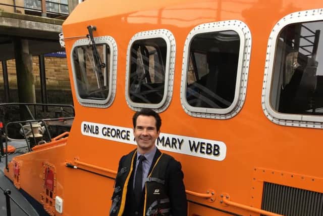Jimmy Carr on board an RNLI lifeboat.