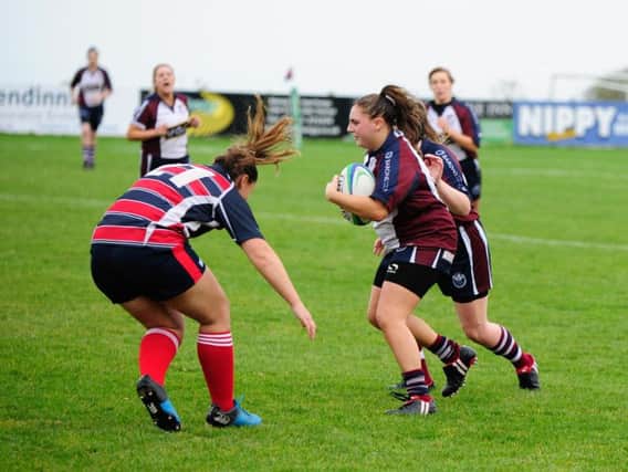Laura Welburn on the charge for Scarborough Valkyries. Picture: Andy Standing