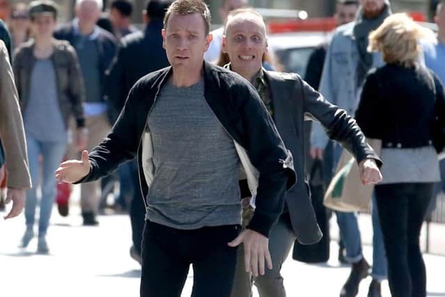Ewan McGregor and Ewan Bremner filming in Edinburgh Credit - Jane Barlow.