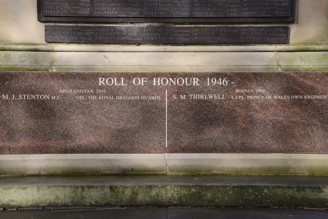 The new inscription at Bridlington War Memorial