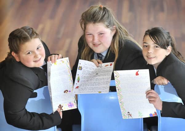 George Pindar School pupils Abbi Bushby, Macey Burn and Phoebe Barnes wrote to local businesses.