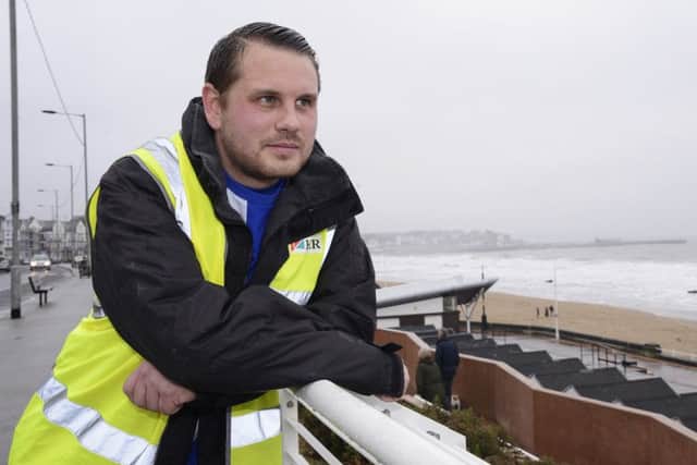 Conditions were awful as he walked to Bridlington