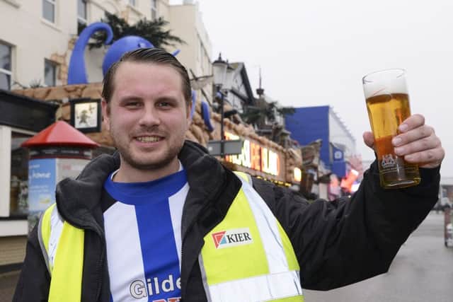 A well-earned pint for David Staley at the end of the walk