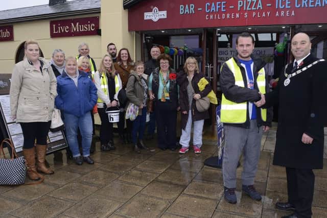 Bridlington mayor Coun Liam Dealty welcomes David Staley to the town