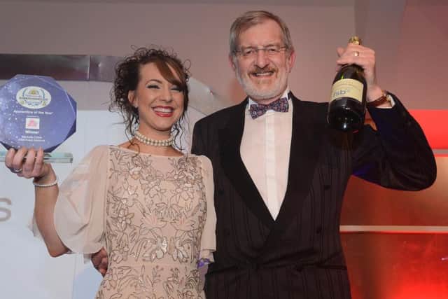 Apprentice Winner Mickyle Clark with Frank McMahon of YH Training