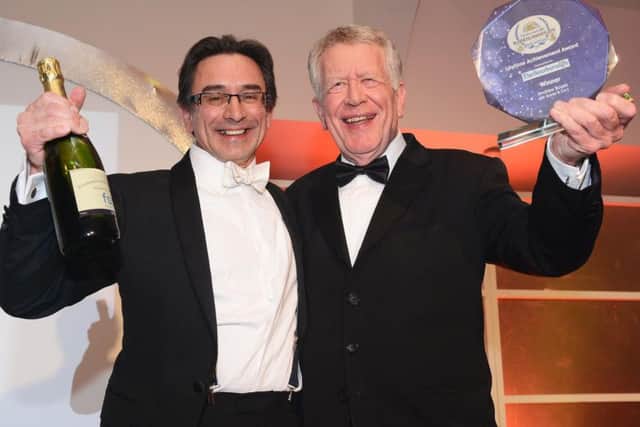 Scarborough News Editor Ed Asquith with Lifetime Achievement Award winner Andrew Boyes