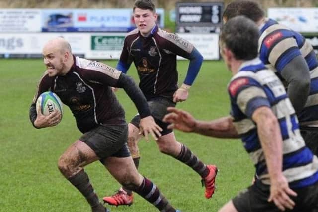 Phil Stewart makes an aggressive dash for the try-line. He's now been appointed as the club's new assistant director of rugby, assisting Mike Holder and Nick Ingham.