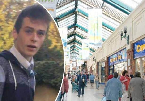 Jake Tindall, 18, performed a lewd sex act on himself at Promenade Shopping Centre and broke a window.