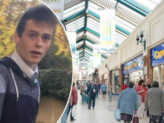 Jake Tindall, 18, performed a lewd sex act on himself at Promenade Shopping Centre and broke a window.