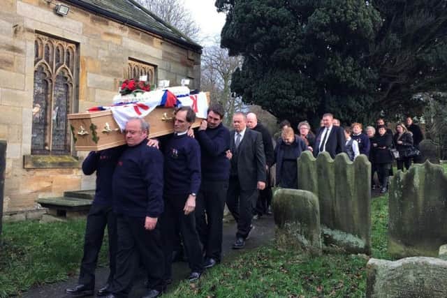 Mourners at the funeral of Willie Wright from Staithes.