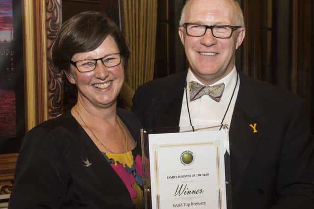 Wold Top owners Gill and Tom Mellor with their Farm Business award.
