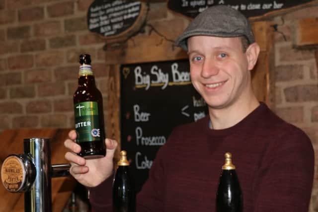Alex Balchin with the Yorkshire Bitter the brewery is supplying to Marks & Spencer.