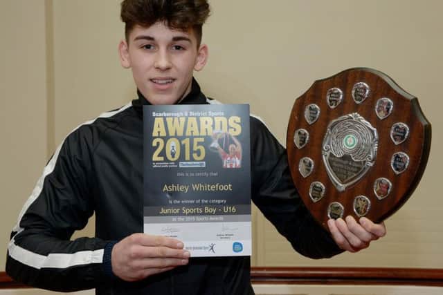 Whitby Boxing Club's Ashley Whitefoot shows off his silverware