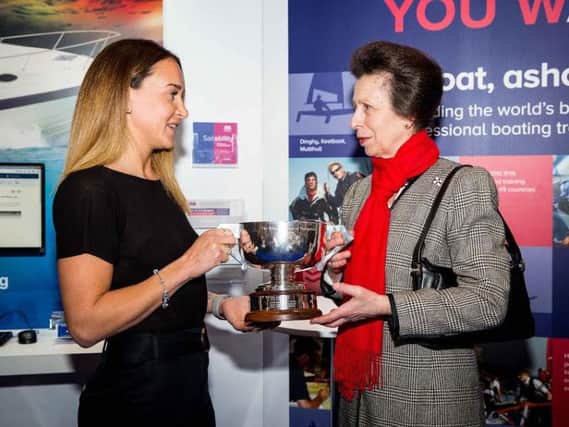 Scarborough woman Zara Roberts being presented with her award by HRH Princess Anne.