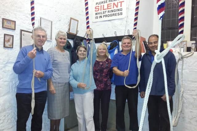 Some of Scalbys team of bell ringers. They are (from left): Tower Captain Alan Grundy, Janette Wright, Betty Grundy, Janet Newell, Richard Martin and Adrian Cory. Picture taken by Jill Stuart.