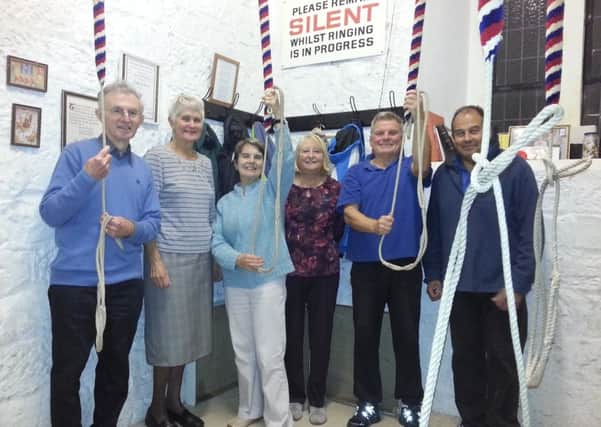 Some of Scalbys team of bell ringers. They are (from left): Tower Captain Alan Grundy, Janette Wright, Betty Grundy, Janet Newell, Richard Martin and Adrian Cory. Picture taken by Jill Stuart.