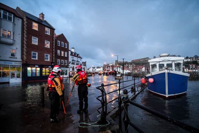 Flooding in Whitby due to a tidal surge yesterday. Pictures: Ceri Oakes.